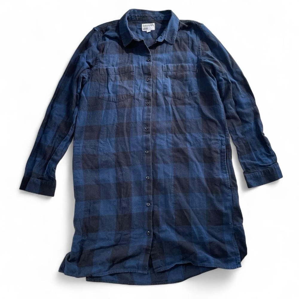 Vans Blue & Black Plaid Flannel Shirt Dress – Size Large